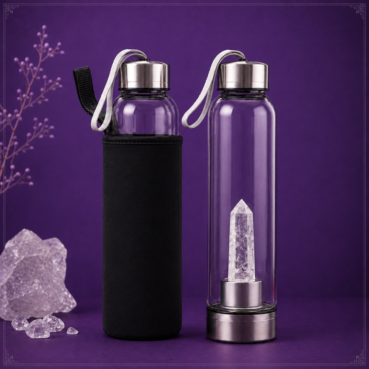 Clear Quartz Crystal Water Bottle