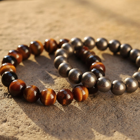 Tiger Eye and Pyrite Bracelet Combo