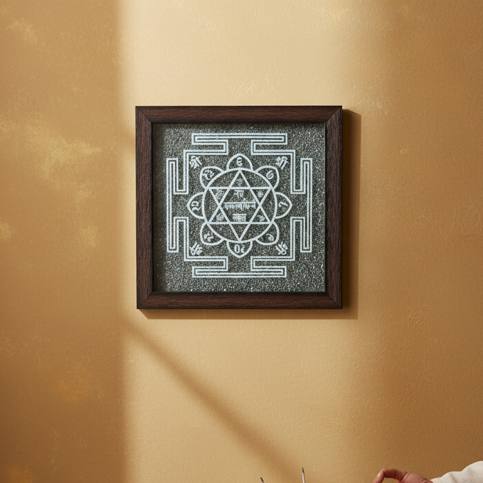 Nam Kamalavasiny Swah Yantra Raw Pyrite Frame