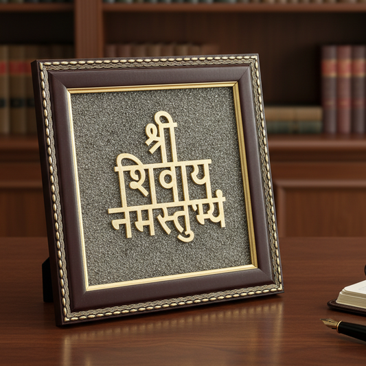 Shivaya Namastubhyam Raw Pyrite Frame for Protection, Clarity & Peace