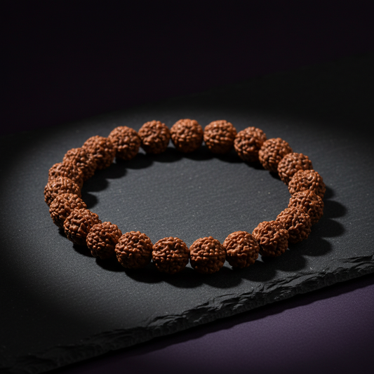 5 Mukhi Rudraksha Bead Bracelet for Calmness, Balance & Daily Spiritual Wear
