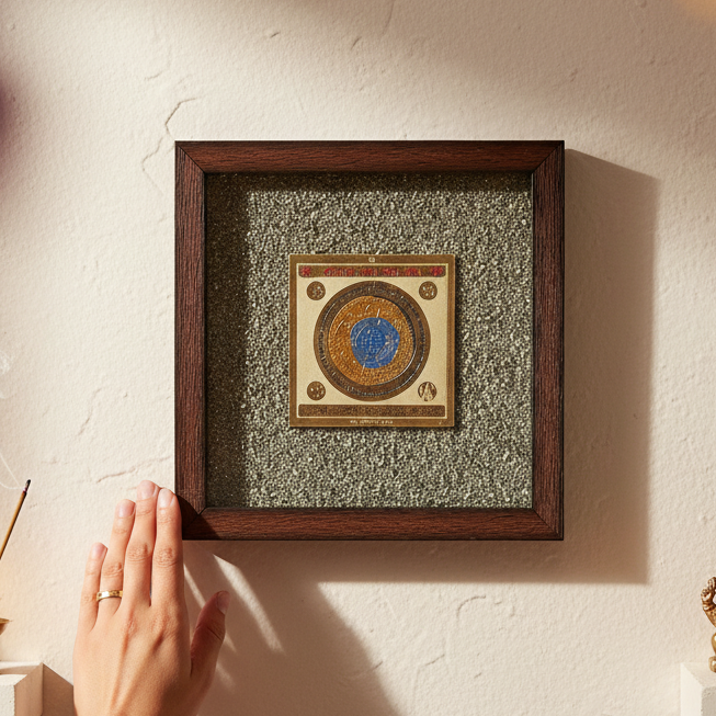 Pyrite Kailash Dhan Raksha Yantra Frame