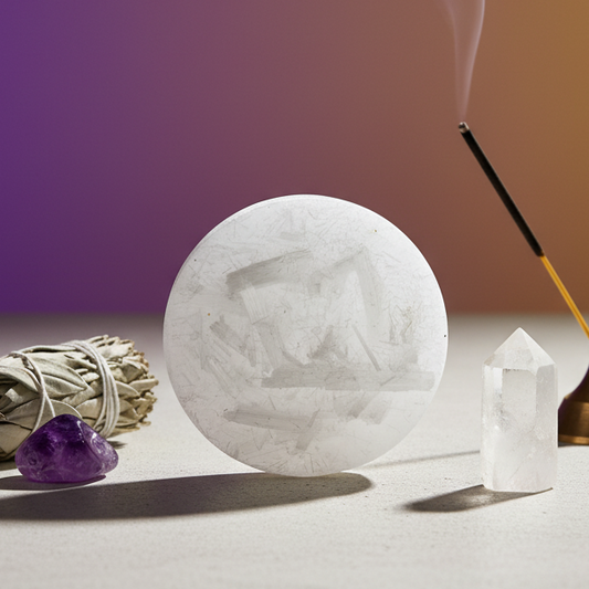 Raw Moroccan Selenite Charging Plate โ Cleanse & Recharge Crystals Naturally