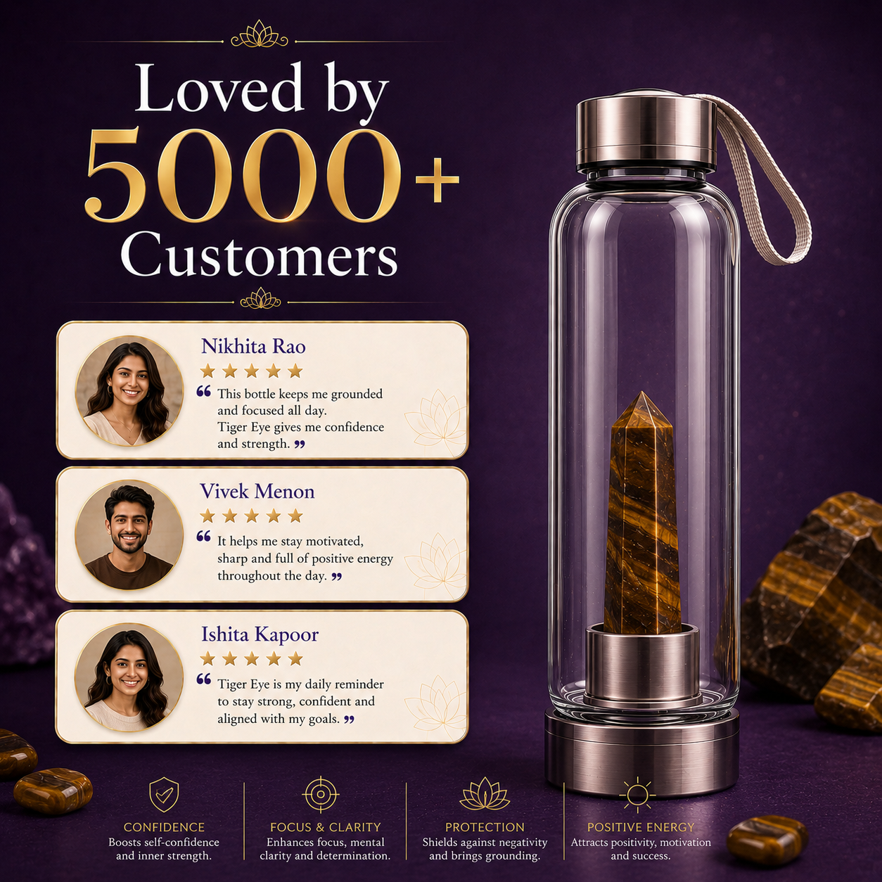 Tiger Eye Crystal Water Bottle
