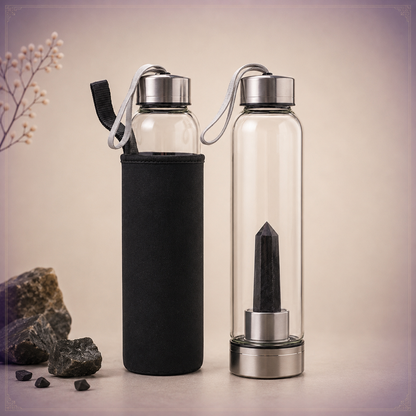 Black Tourmaline Crystal Water Bottle