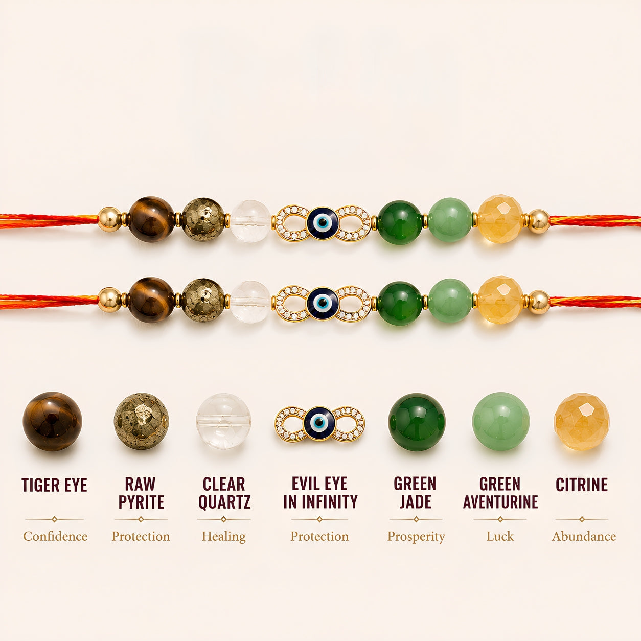 Crystal Rakhi Combo Pack of 10 | Assorted Crystal & Rudraksha Rakhi Set for Brother