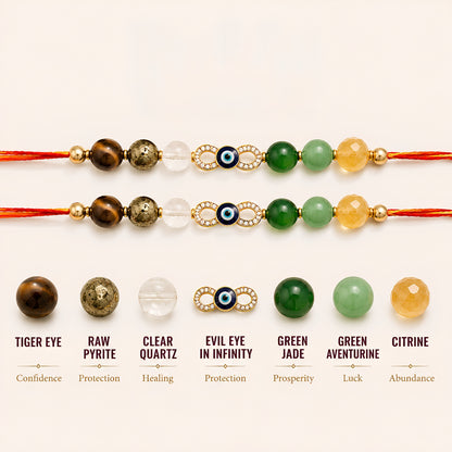 Crystal Rakhi Combo Pack of 10 | Assorted Crystal & Rudraksha Rakhi Set for Brother
