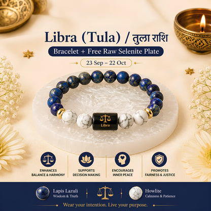 Libra Zodiac Bracelet — Lapis Lazuli & Howlite (Tula Rashi)
