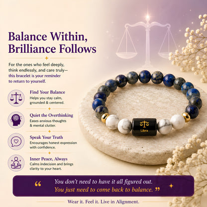 Libra Zodiac Bracelet — Lapis Lazuli & Howlite (Tula Rashi)