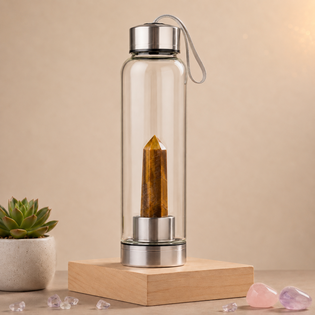Tiger Eye Crystal Water Bottle