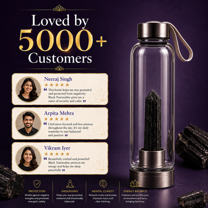 Black Tourmaline Crystal Water Bottle