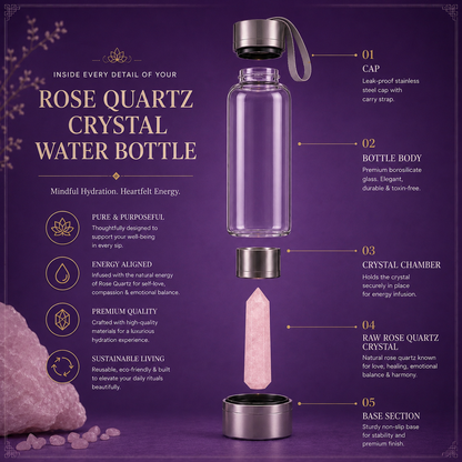 Rose Quartz Crystal Water Bottle