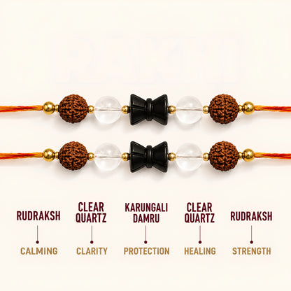 Crystal Rakhi Combo Pack of 10 | Assorted Crystal & Rudraksha Rakhi Set for Brother