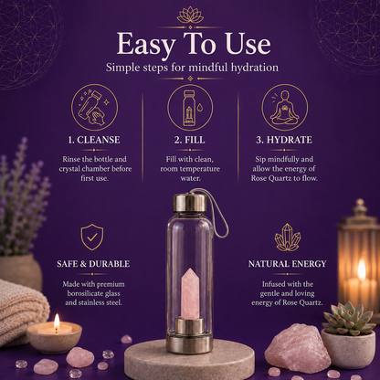 Rose Quartz Crystal Water Bottle