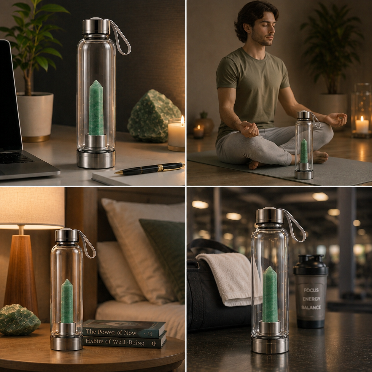 Green Aventurine Crystal Water Bottle