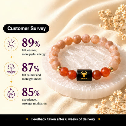 Taurus Zodiac Bracelet — Sunstone & Carnelian (Vrishabh Rashi)