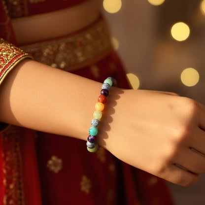 Certified 7 Chakra Bracelet with Natural Stones | Balances Energy & Promotes Harmony