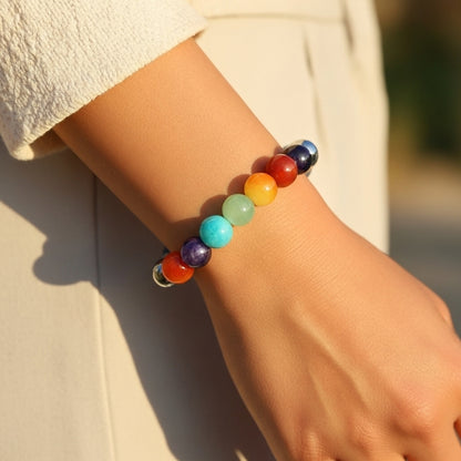 Divine Energy Trio Bracelet – Lava Stone, 7 Chakra & Amethyst