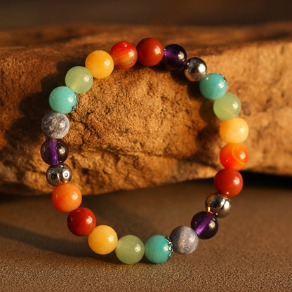 Certified 7 Chakra Bracelet with Natural Stones | Balances Energy & Promotes Harmony