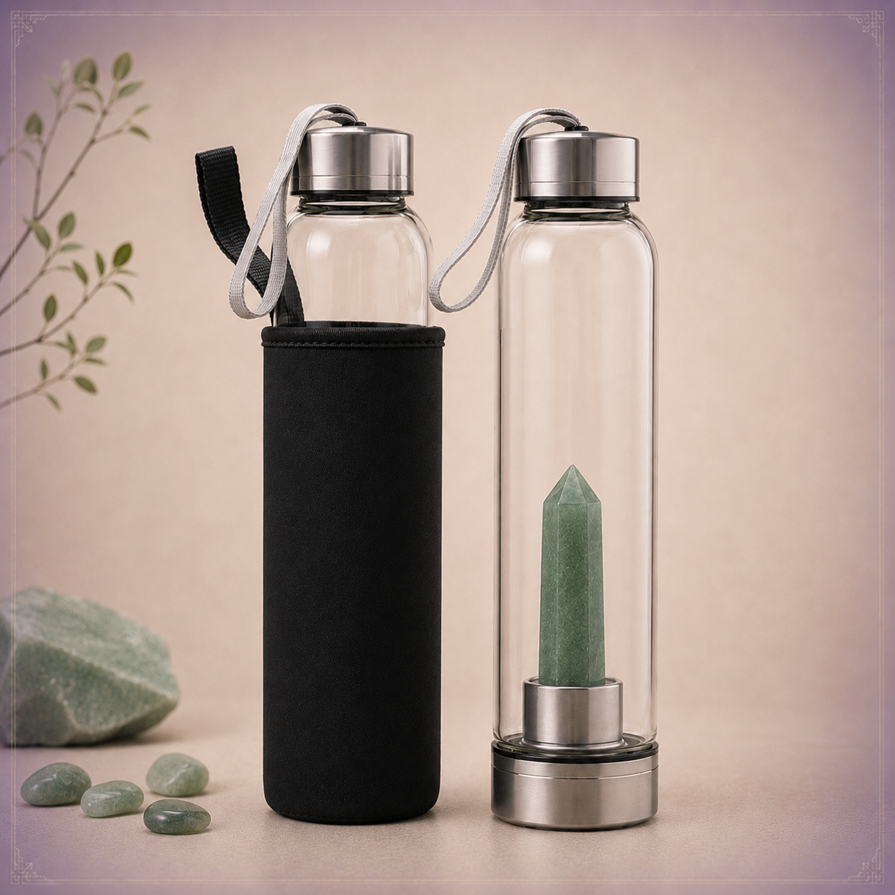 Green Aventurine Crystal Water Bottle
