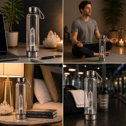 Clear Quartz Crystal Water Bottle