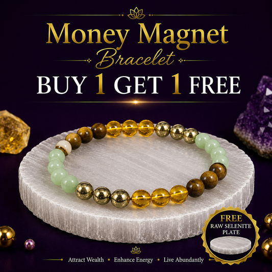 Money Magnet Bracelet  - Buy 1 Get 1 with Free Raw Selenite Plate