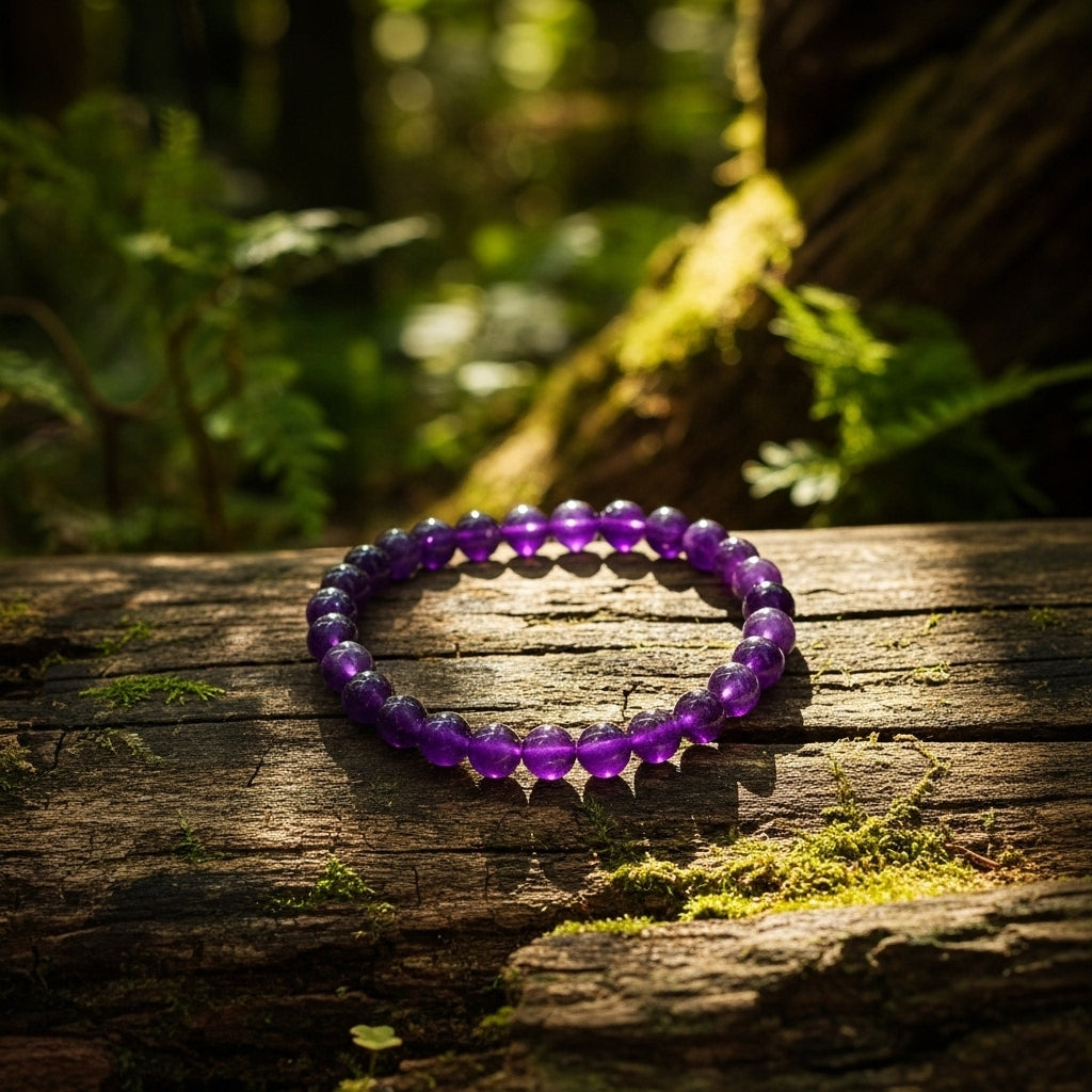 Certified Amethyst Bracelet | For Stress Relief, Intuition & Positive Energy