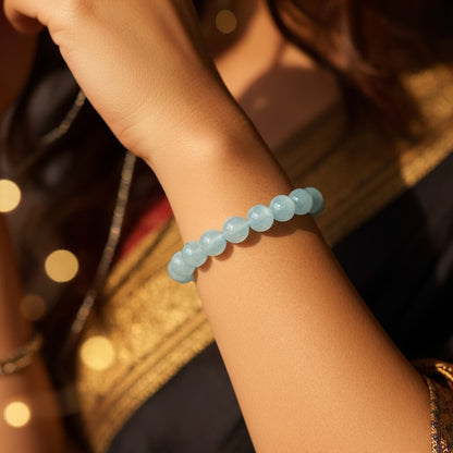 Aquamarine Round Beads Bracelet