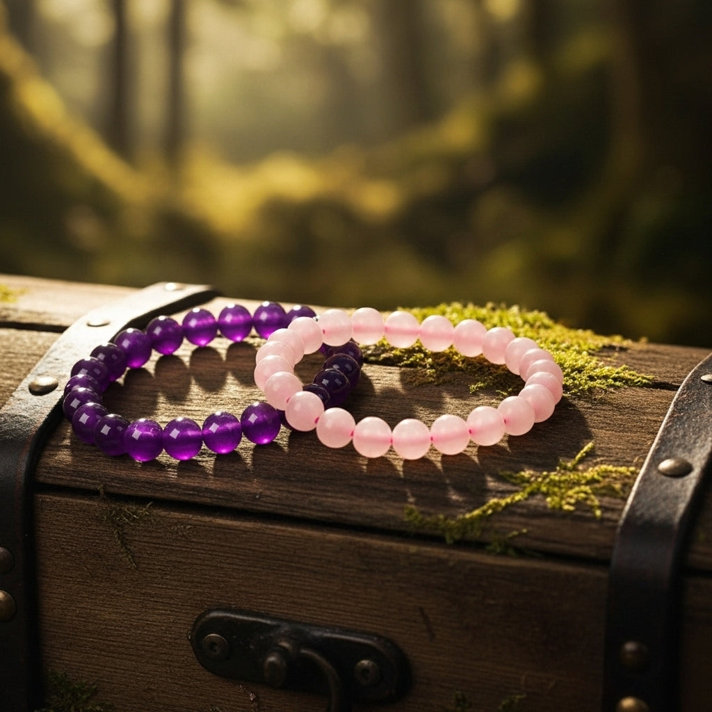 Rose Quartz & Amethyst Bracelet Combo