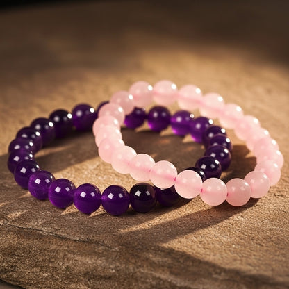 Rose Quartz & Amethyst Bracelet Combo