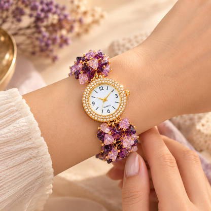 Amethyst Stone Chips Watch | Crystal Bracelet Watch for Women