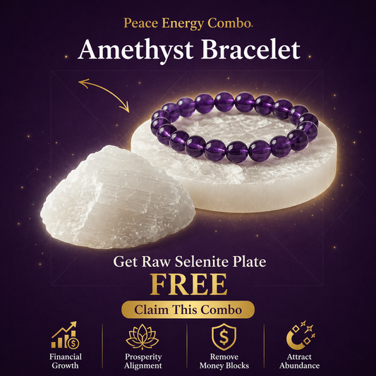 Amethyst Bracelet + Free Raw Selenite Plate