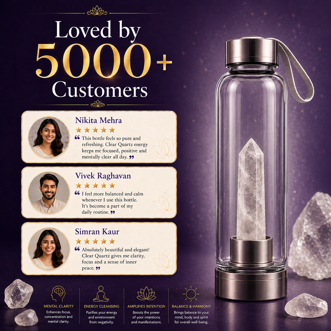 Clear Quartz Crystal Water Bottle
