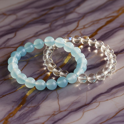 Ocean Calm Bracelet – Aquamarine & Clear Quartz Combo