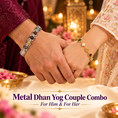 Metal Dhan Yog Couple Bracelet Set