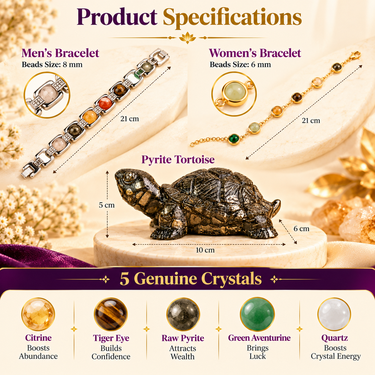 Metal Dhanyog Couple Combo with Pyrite Tortoise | Prosperity Set