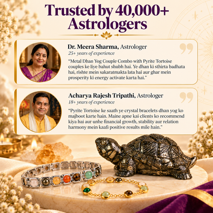 Metal Dhanyog Couple Combo with Pyrite Tortoise | Prosperity Set