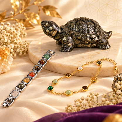 Metal Dhanyog Couple Combo with Pyrite Tortoise | Prosperity Set