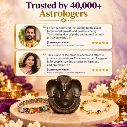 Metal Dhanyog Couple Bracelet Combo with Pyrite Ganesh Ji