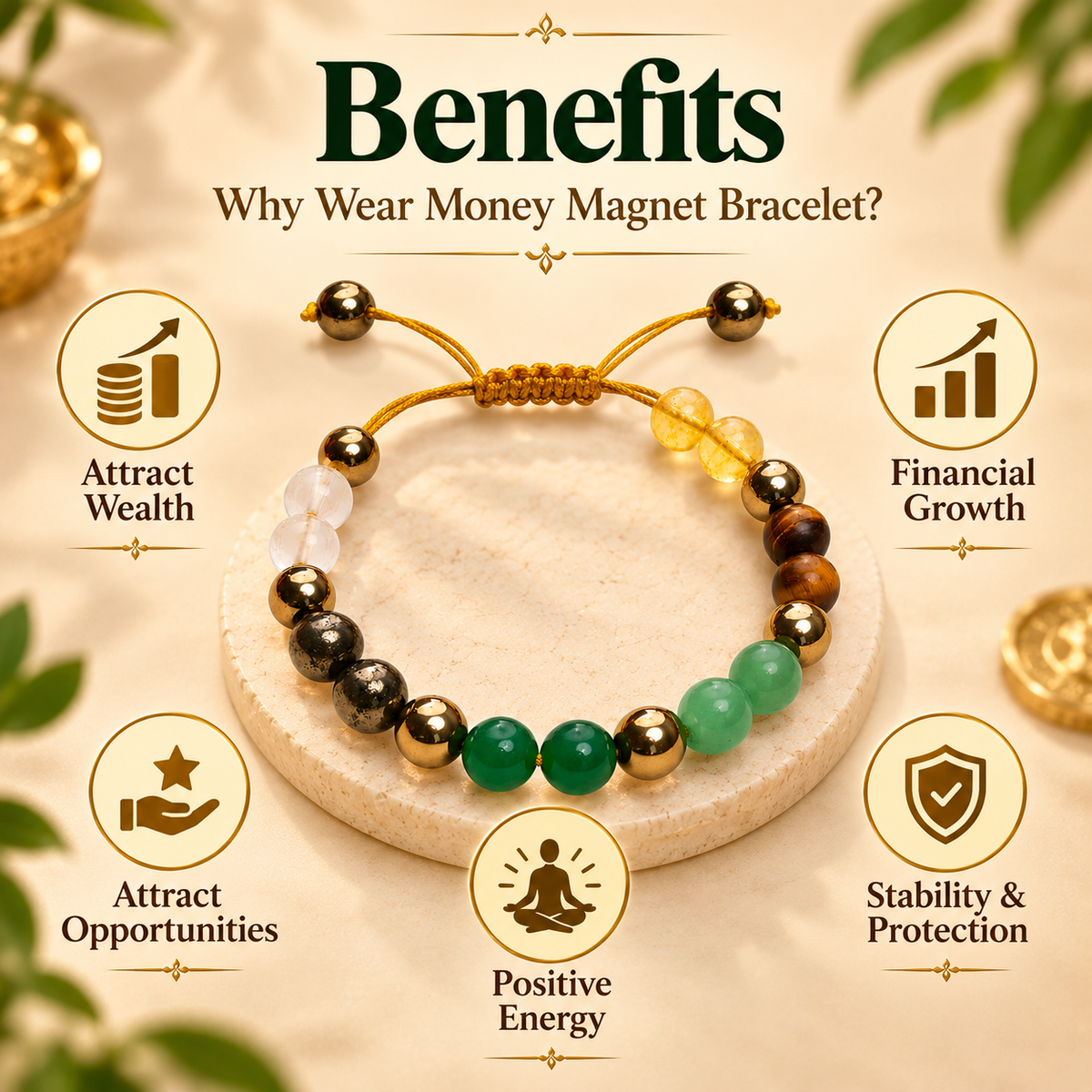 Money Magnet Bracelet | Adjustable Unbreakable | Free Size | Unisex