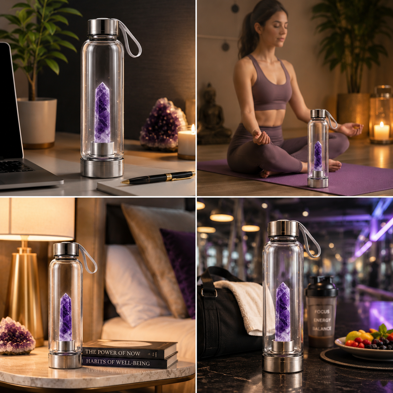 Amethyst Crystal Water Bottle