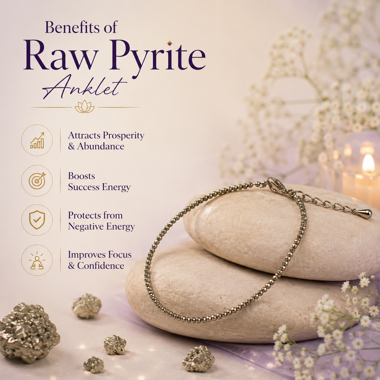 Raw Pyrite Anklet (2mm)