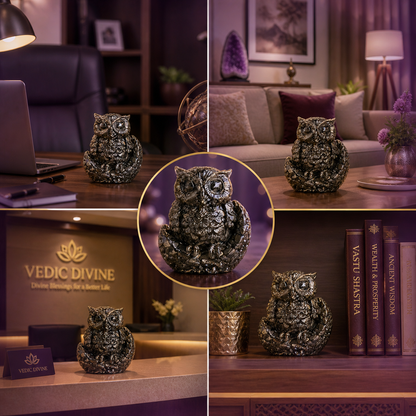 Raw Pyrite Owl Figurine for Protection, Wealth & Home Décor