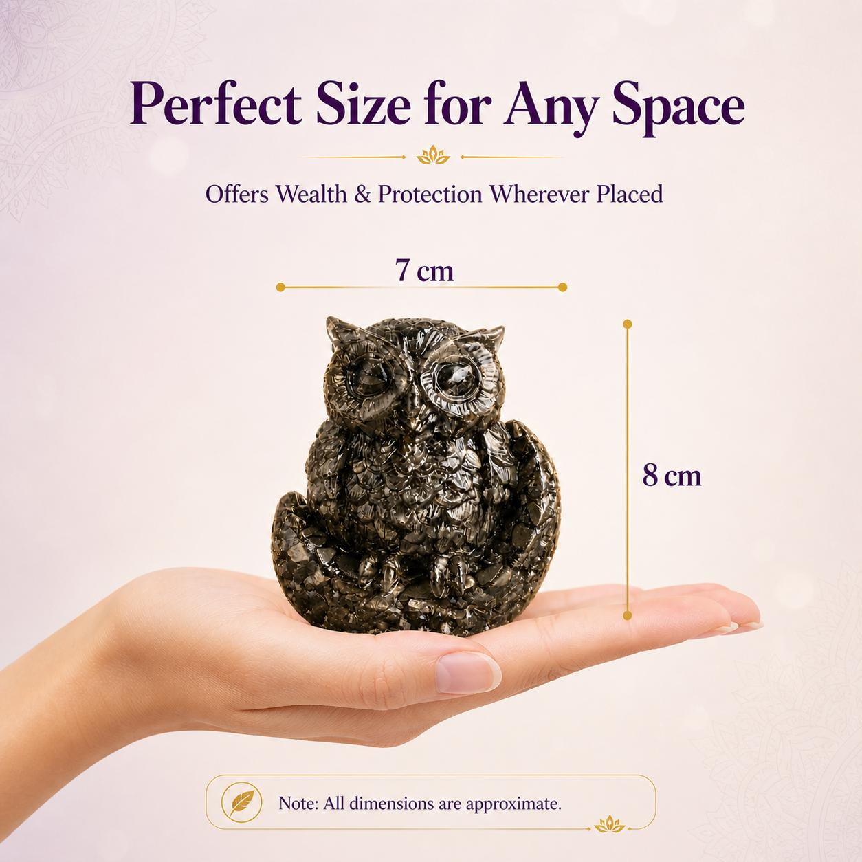 Raw Pyrite Owl Figurine for Protection, Wealth & Home Décor
