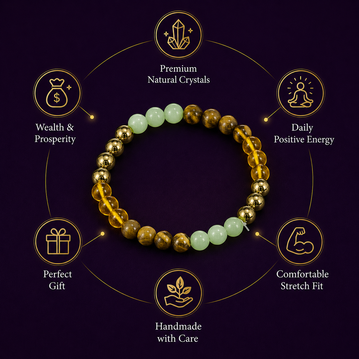 Money Magnet Bracelet  - Buy 1 Get 1 with Free Raw Selenite Plate