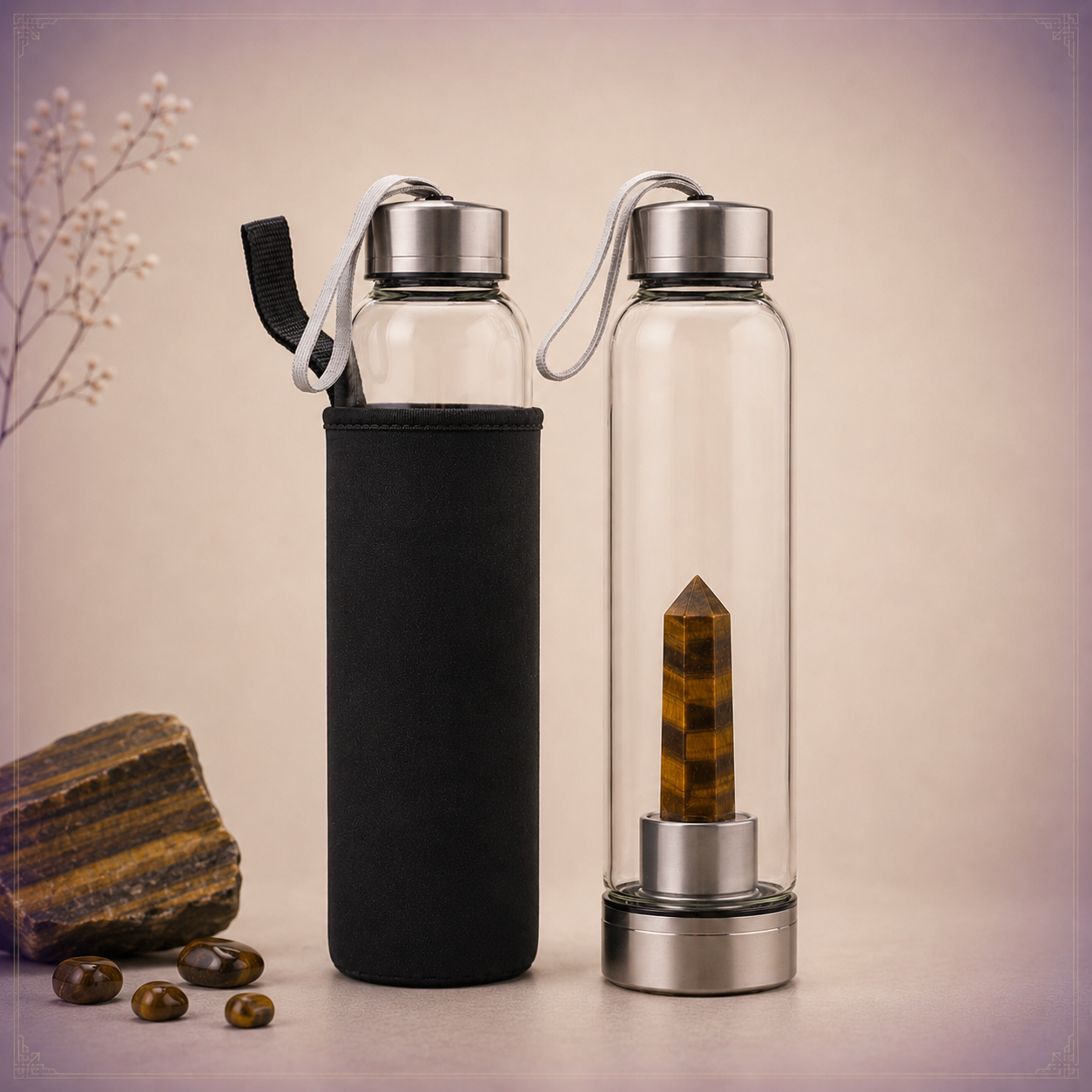 Tiger Eye Crystal Water Bottle