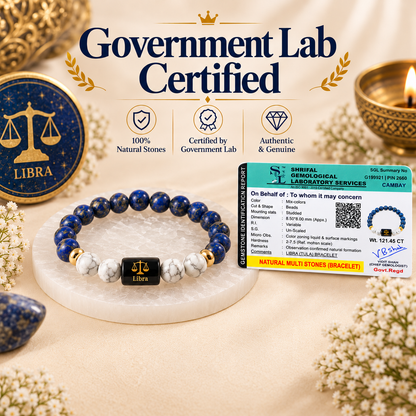Libra Zodiac Bracelet — Lapis Lazuli & Howlite (Tula Rashi)