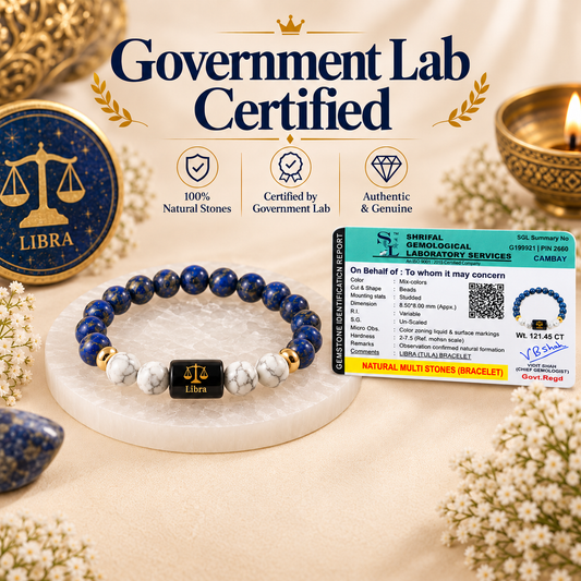 Libra Zodiac Bracelet — Lapis Lazuli & Howlite (Tula Rashi)