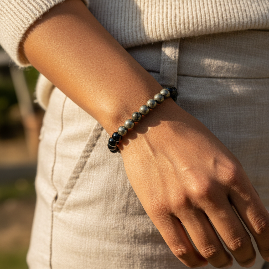 Pyrite & Black Tourmaline Bracelet
