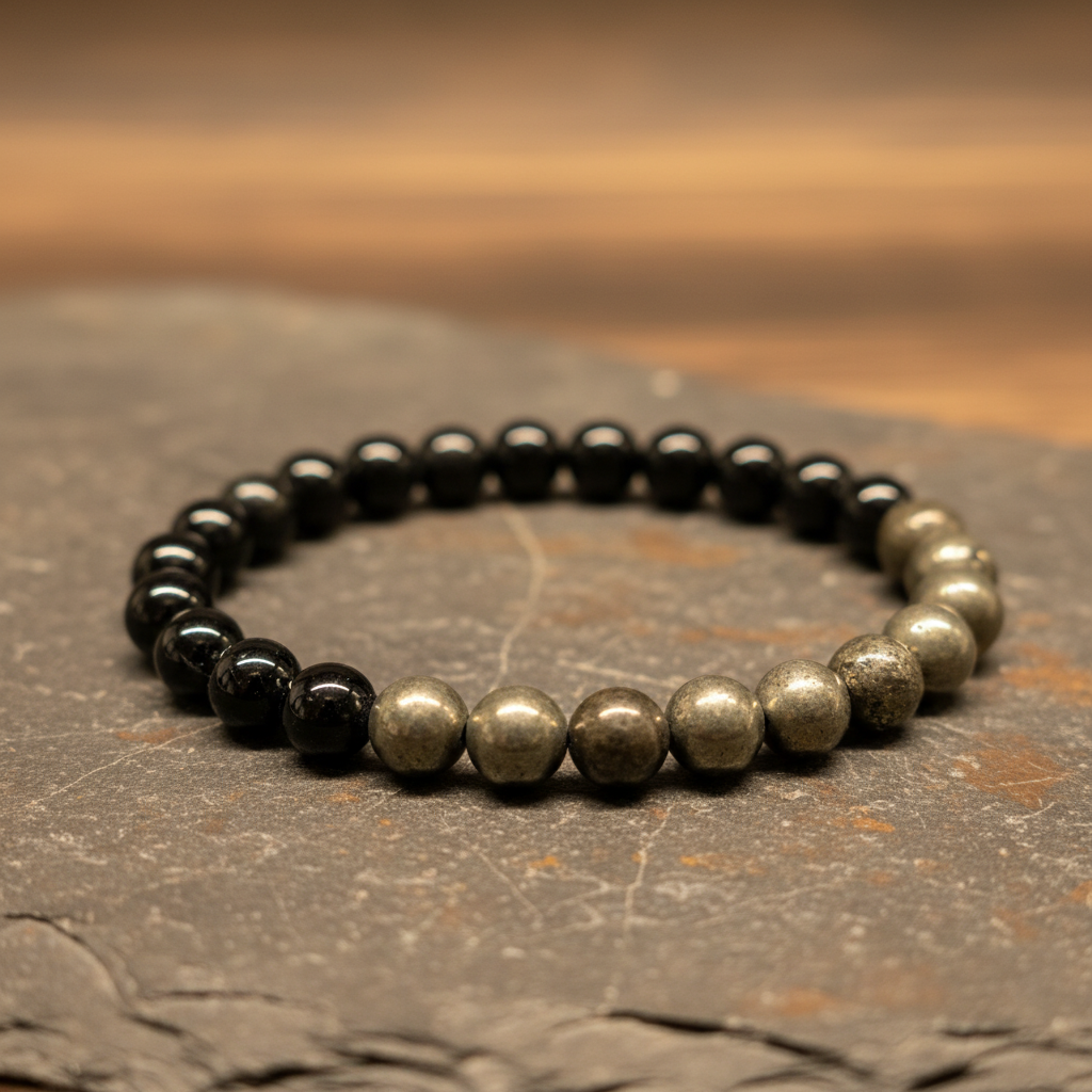 Pyrite & Black Tourmaline Bracelet